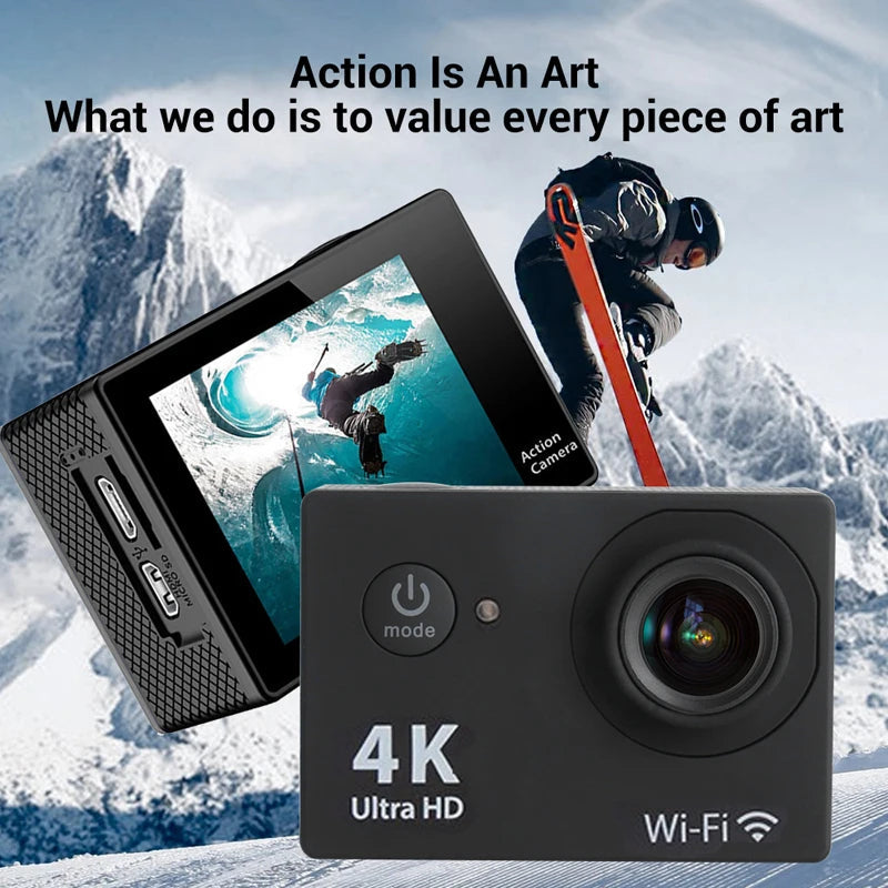 Cámara Deportiva 4K Ultra HD Sumergible + Kit de Accesorios