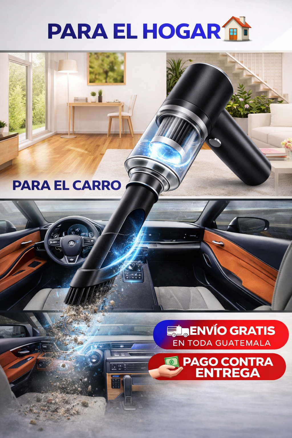 TurboVac Pro™ – Aspiradora portátil 3 en 1 que elimina la suciedad en segundos