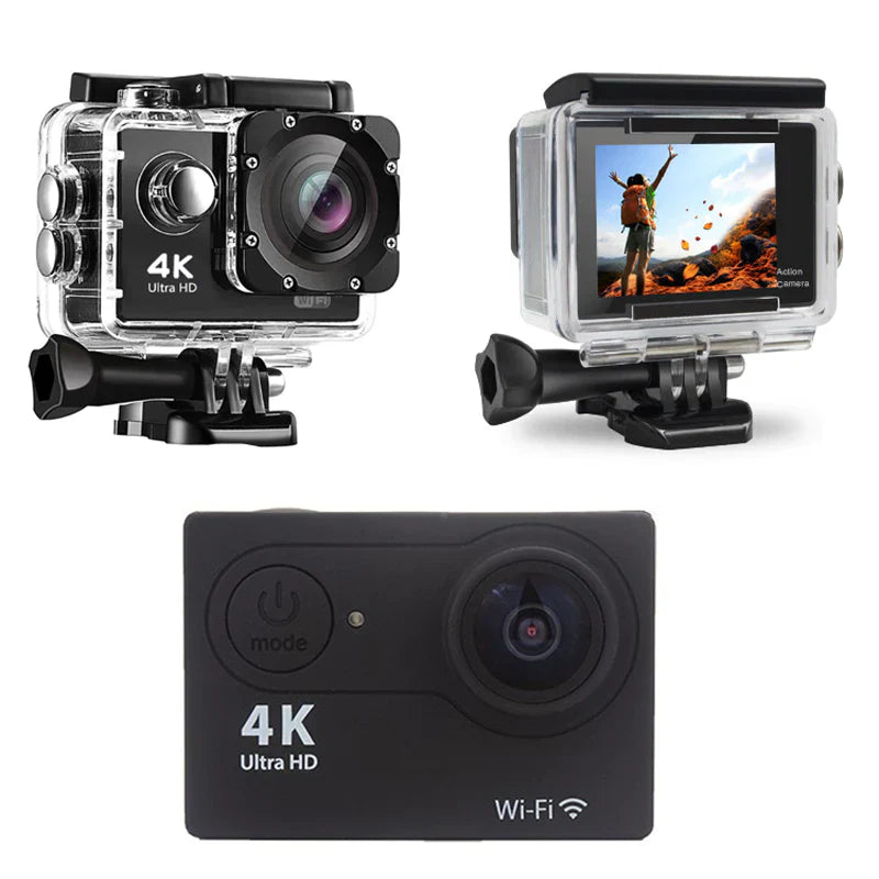 Cámara Deportiva 4K Ultra HD Sumergible + Kit de Accesorios