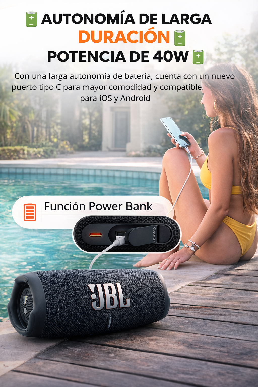 JBL Charge 5 Original 🔊 Sonido Potente + Resistente al Agua IPX7 💧 Envío Gratis 🚚