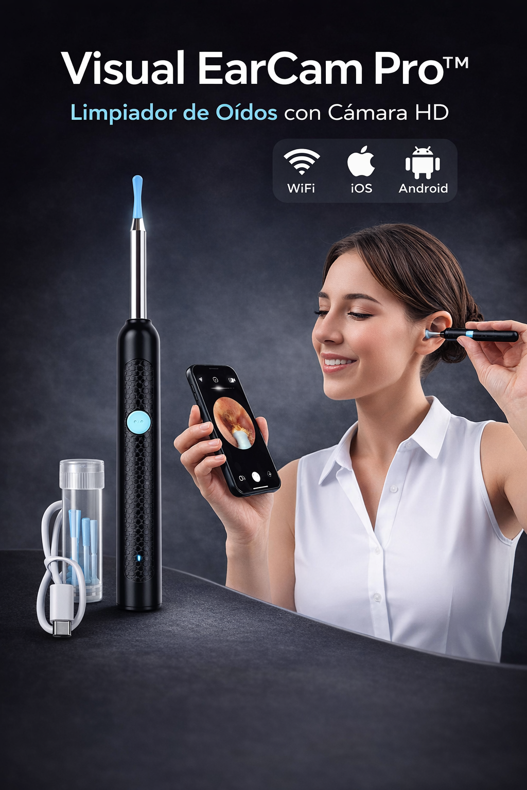 Visual EarCam Pro™ — Limpiador de Oídos con Cámara HD