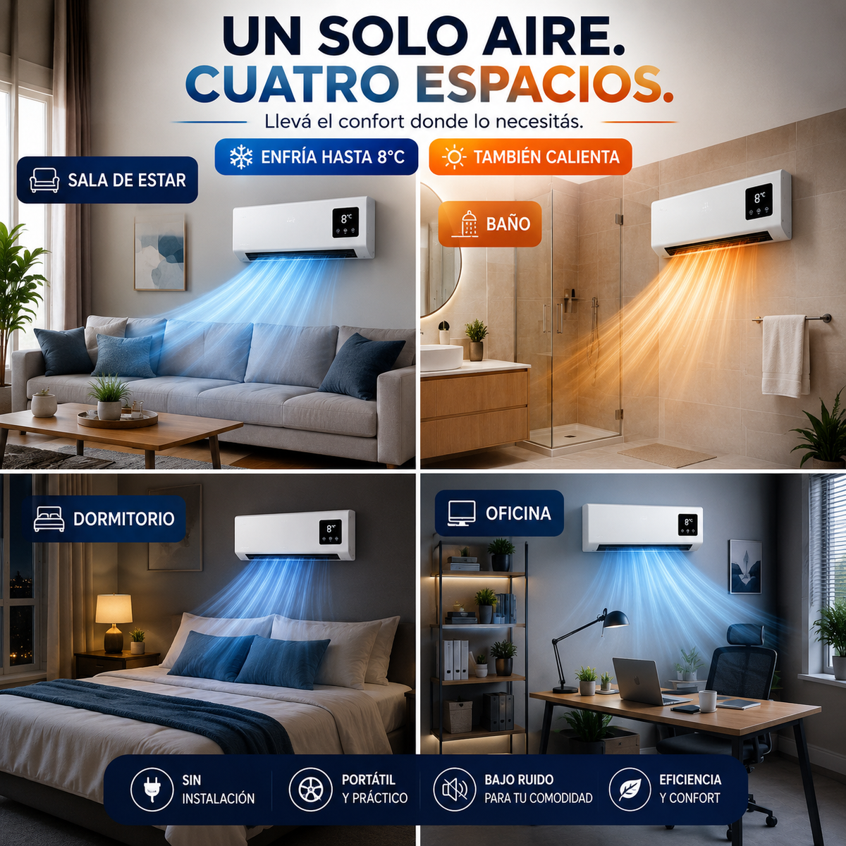 ❄️🔥 Aire 2 en 1 | Enfría hasta 8°C + Calienta | 1 Año de Garantía 🇺🇸