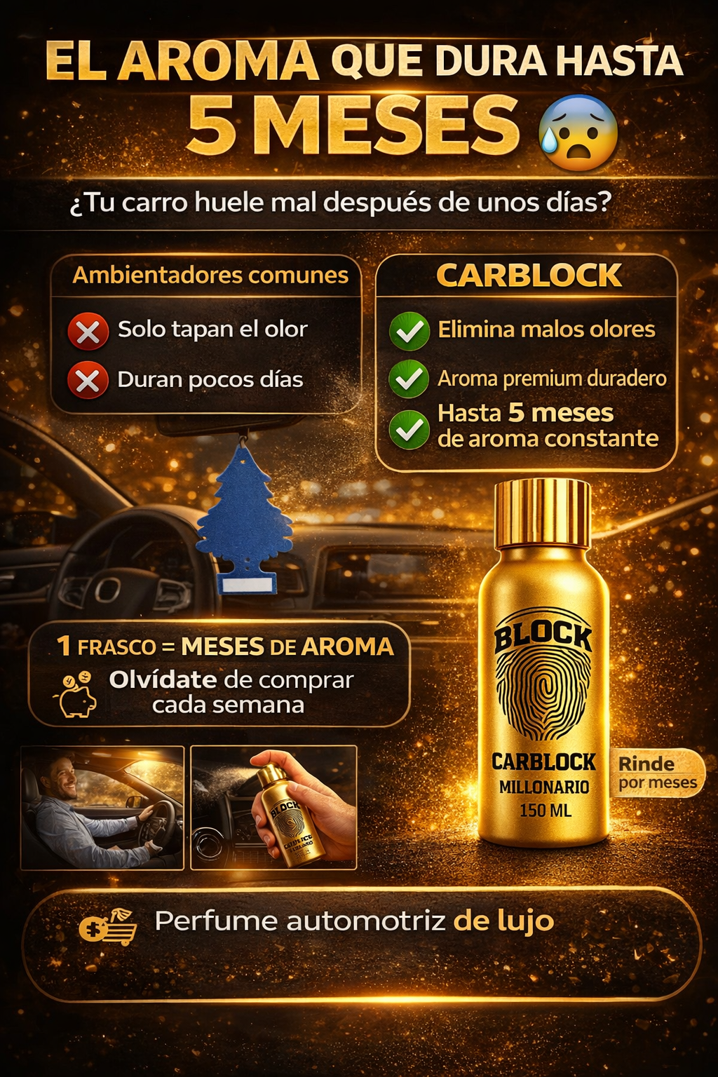 Haz que tu carro huela a lujo por meses con CarBlock Premium Importado