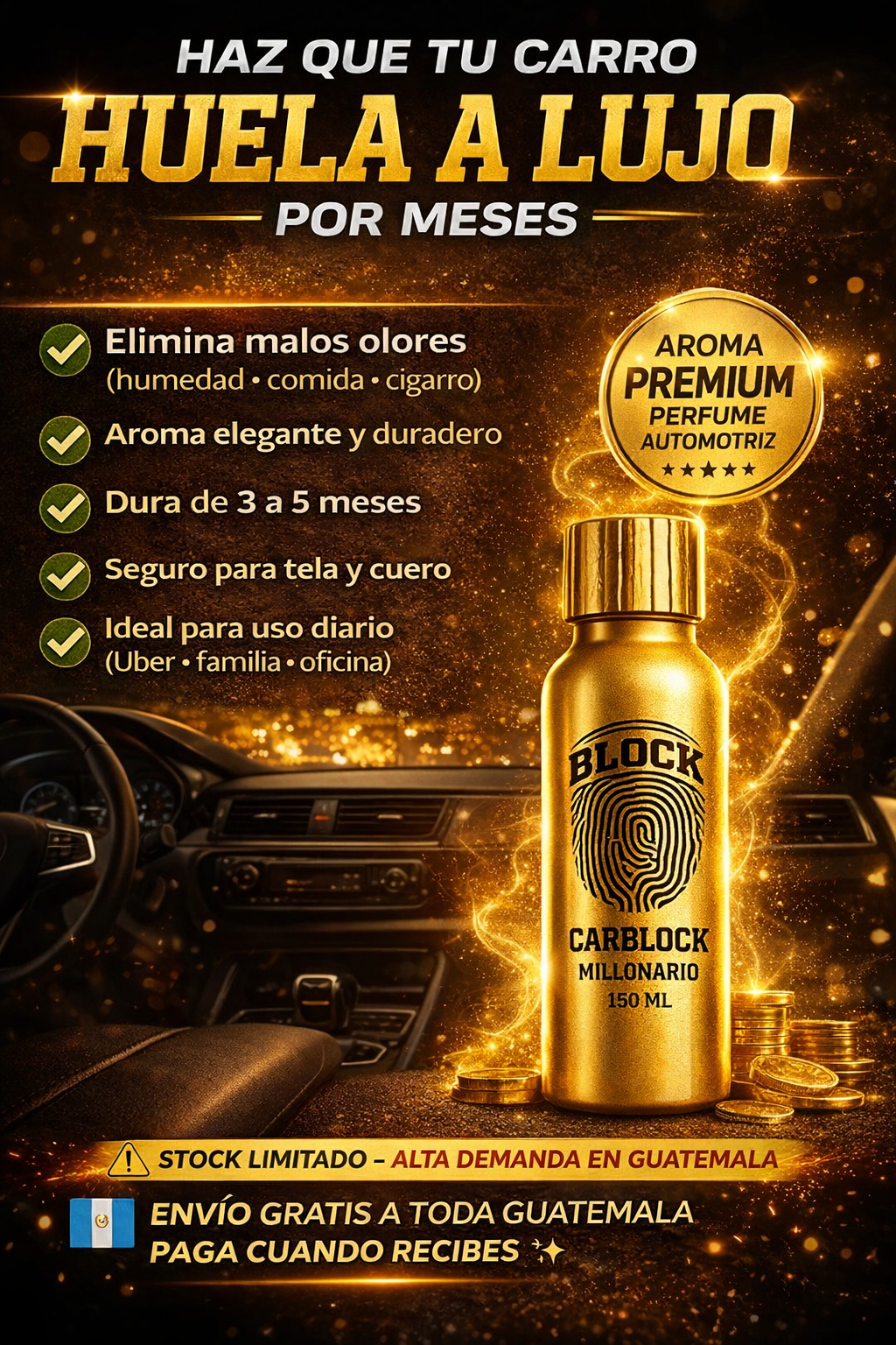 Haz que tu carro huela a lujo por meses con CarBlock Premium Importado