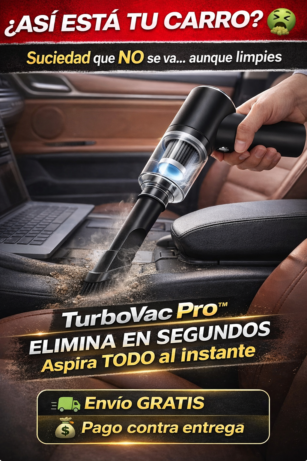 TurboVac Pro™ – Aspiradora portátil 3 en 1 que elimina la suciedad en segundos