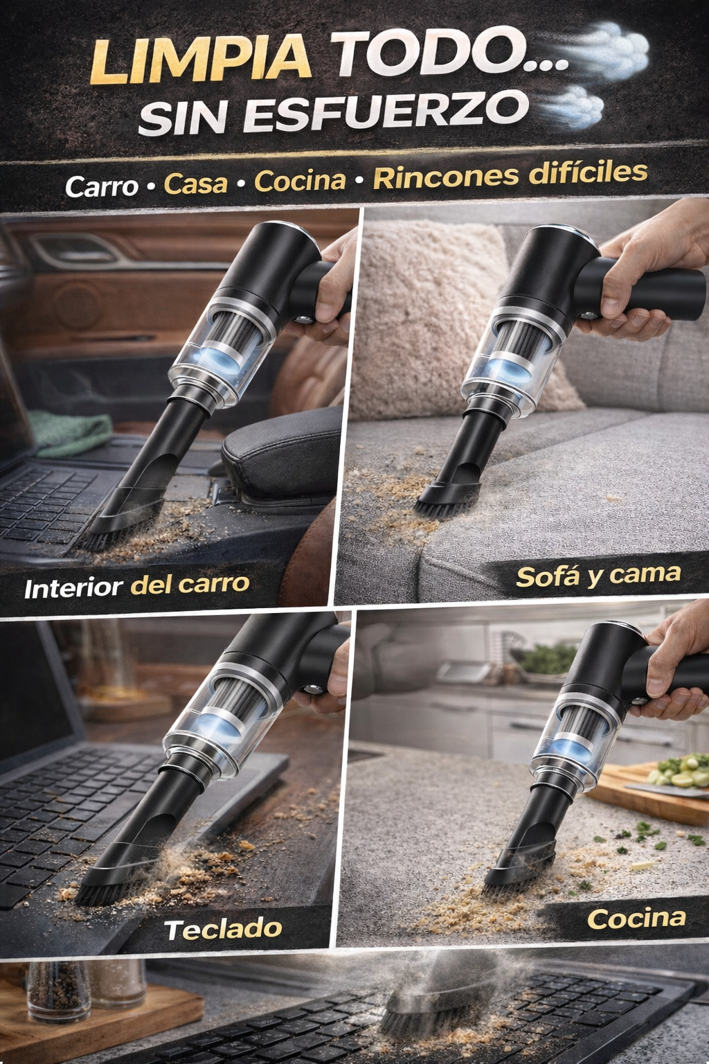 TurboVac Pro™ – Aspiradora portátil 3 en 1 que elimina la suciedad en segundos