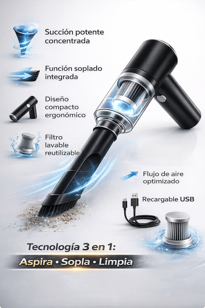TurboVac Pro™ – Aspiradora portátil 3 en 1 que elimina la suciedad en segundos
