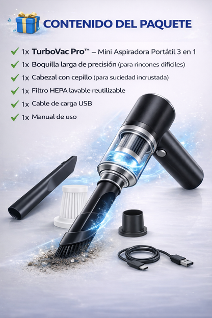 TurboVac Pro™ – Aspiradora portátil 3 en 1 que elimina la suciedad en segundos