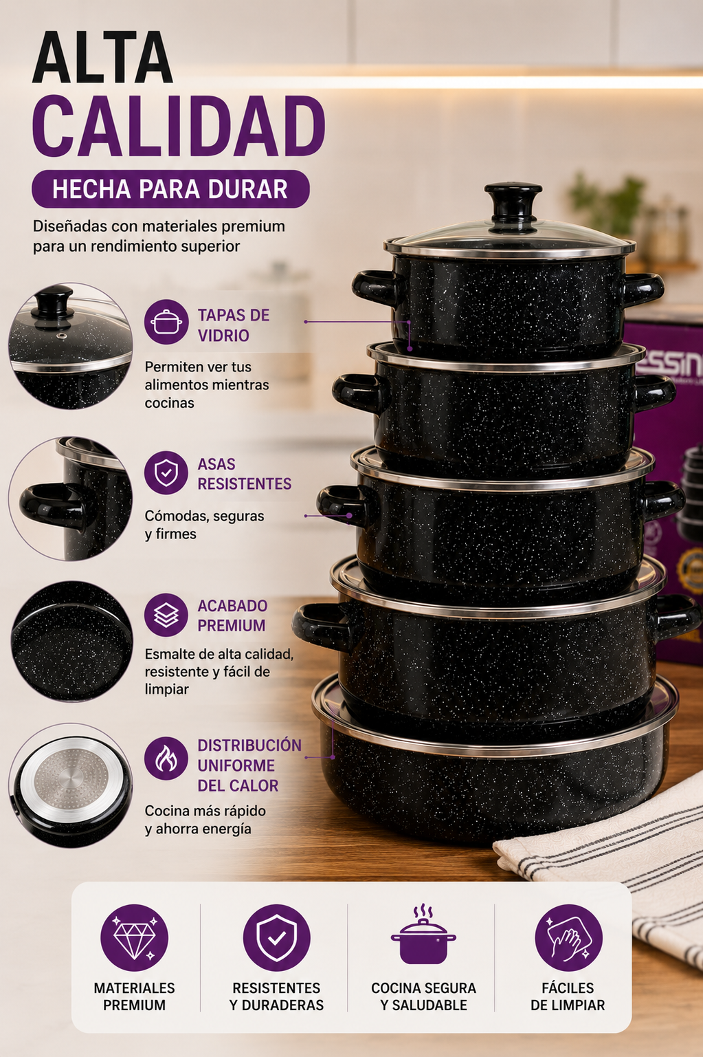 Royal Home™ | Juego de Ollas Premium de 5 Piezas + Envío Gratis