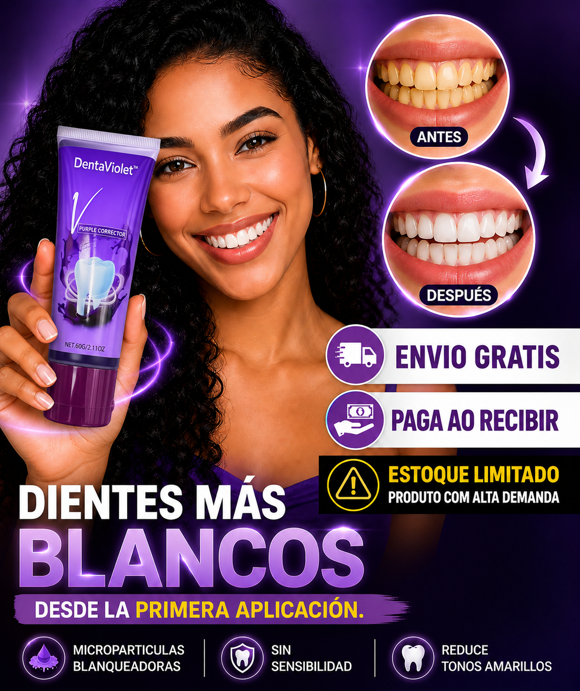 DentaViolet™ Purple Corrector – Neutraliza tonos amarillos para una sonrisa más blanca y luminosa