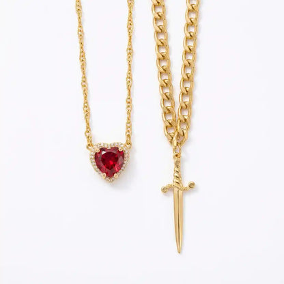 Collar Dúo Espada y Corazón ❤️ Regalo para Parejas + Caja Premium